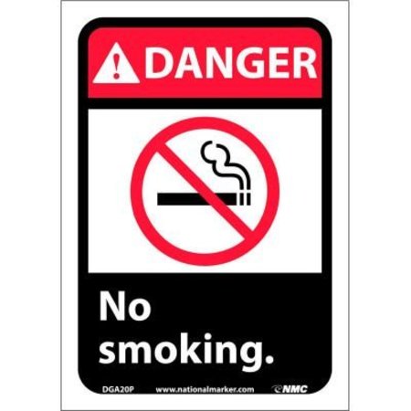 NATIONAL MARKER CO Graphic Signs - Danger No Smoking - Vinyl 7inW X 10inH DGA20P